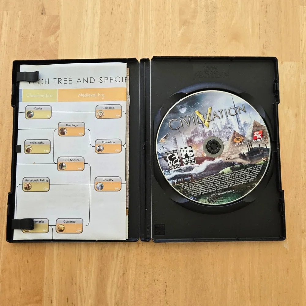 Sid Meier's Civilization V 5 PC DVD-ROM 2K Games Firaxis Strategy Complete